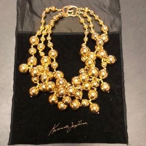 Kenneth Lane Satin Gold Bear Necklace and Bracelet
